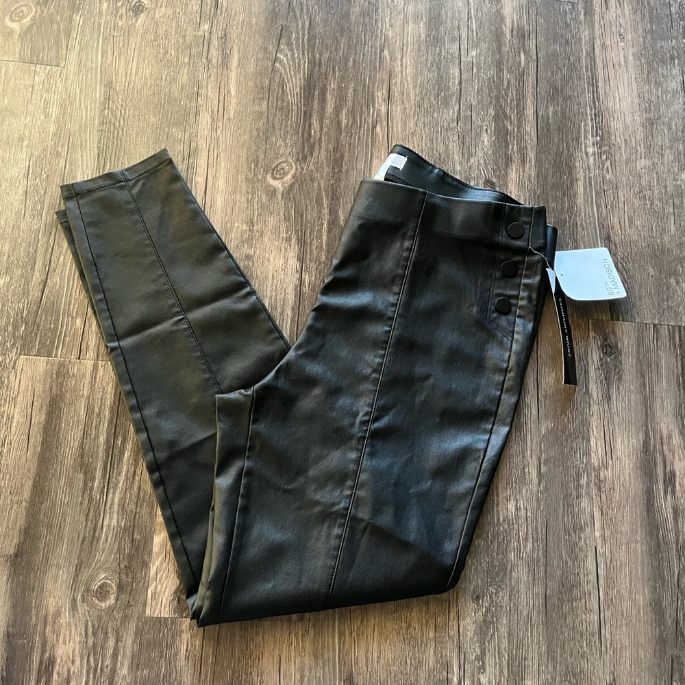 NWT 89th + Madison Coated Skinny Leg Dress Pants with Button Details Sz L